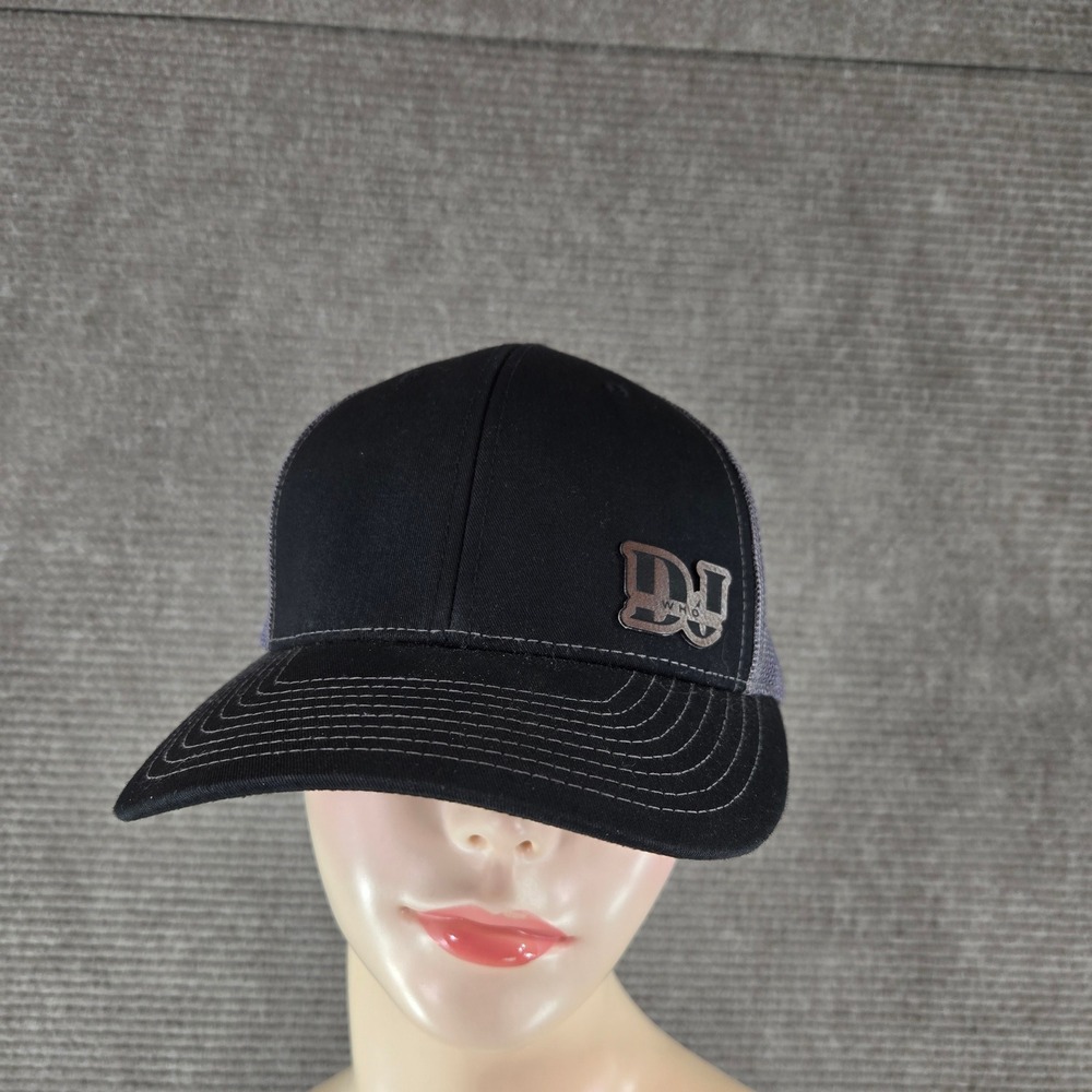 Richardson Mens OSFM Black Grey DW Logo Style 112 Mesh Trucker Hat Snapback